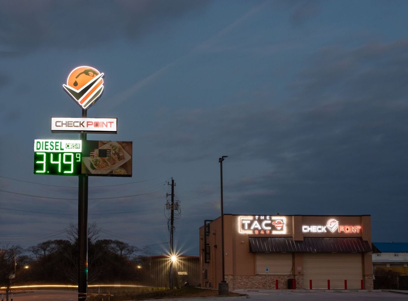 Check Point & Taco Bar pylon sign by SI Signs USA